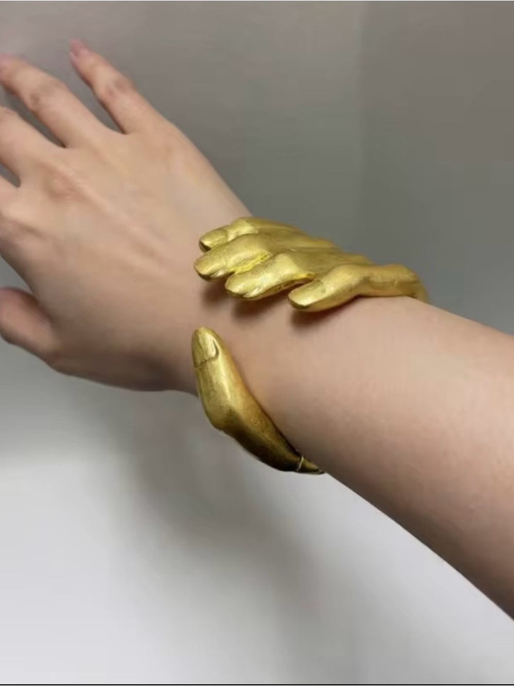 Gold Metal Sculptural Cuff Bracelet - Women Jewelry - Picture 2 of 5